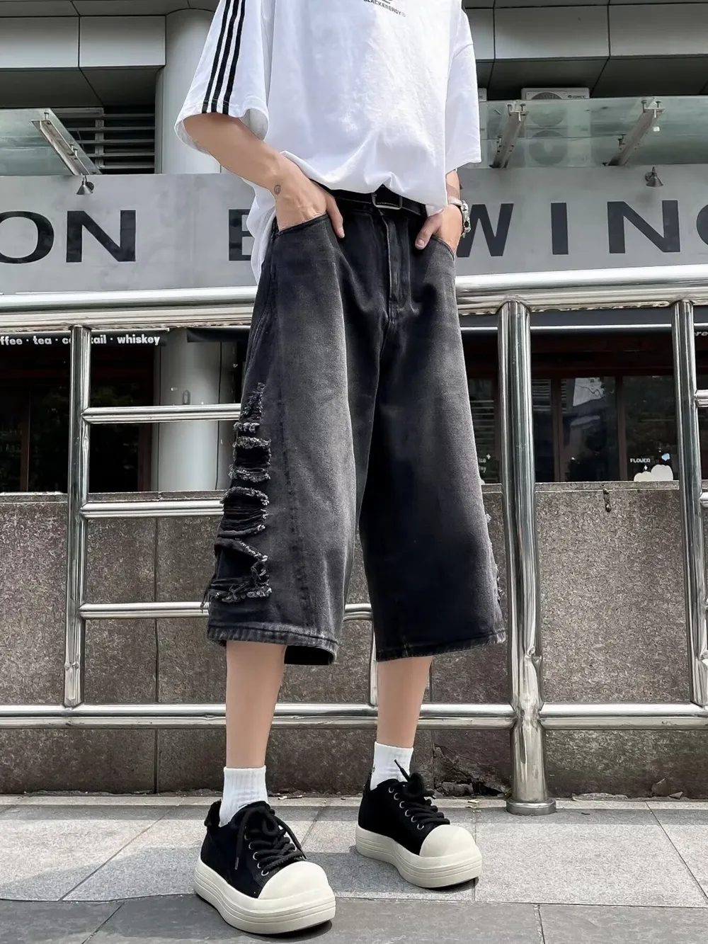 Men's Full Size Wide Leg Denim Shorts Plus Size, image 2