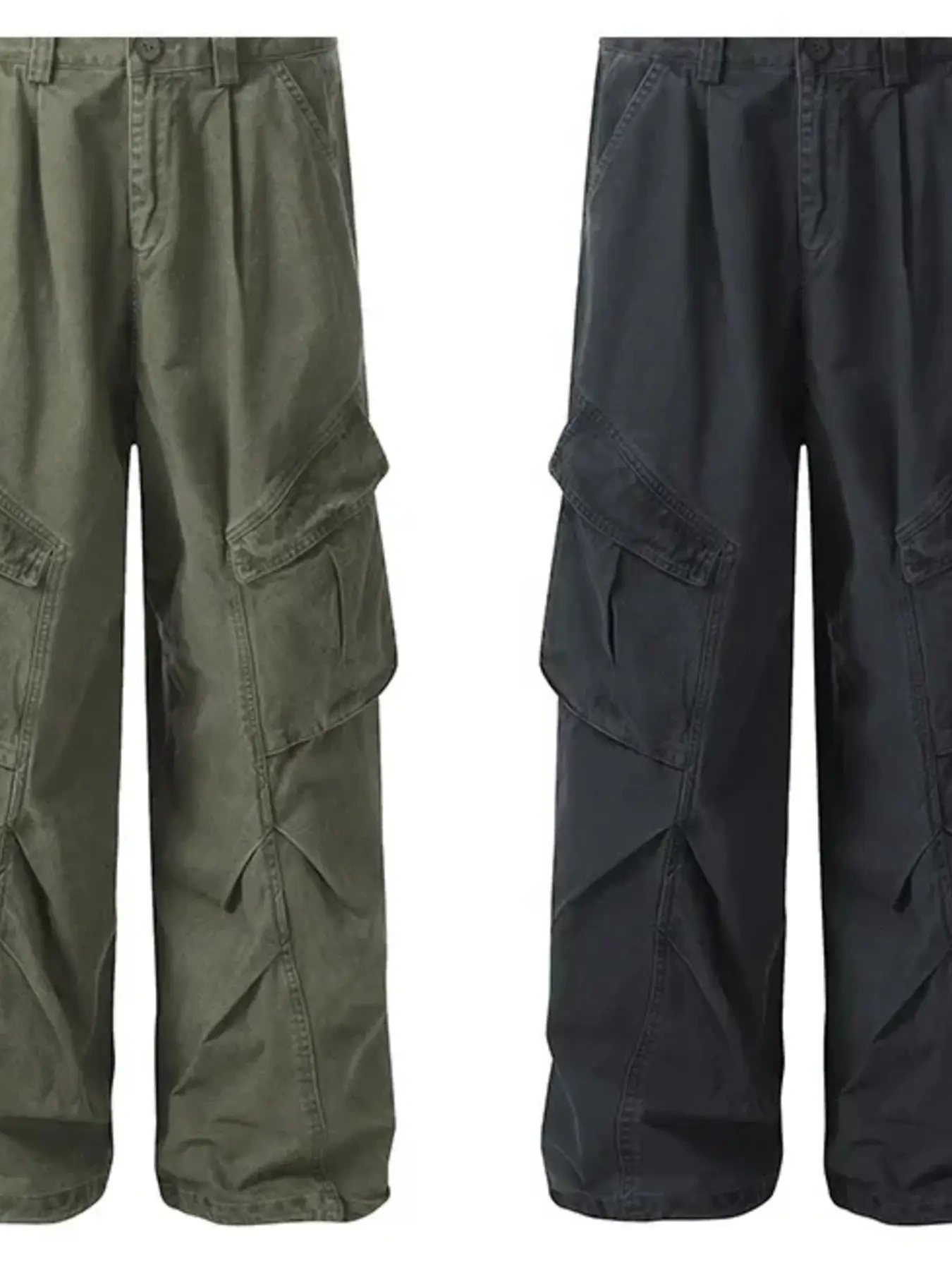 Men's Wide Leg Cargo Pants with Multi Pockets, image 8