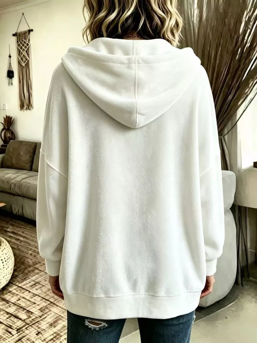 Full Size Casual Button-Down Hooded Outerwear Plus Size, image 2
