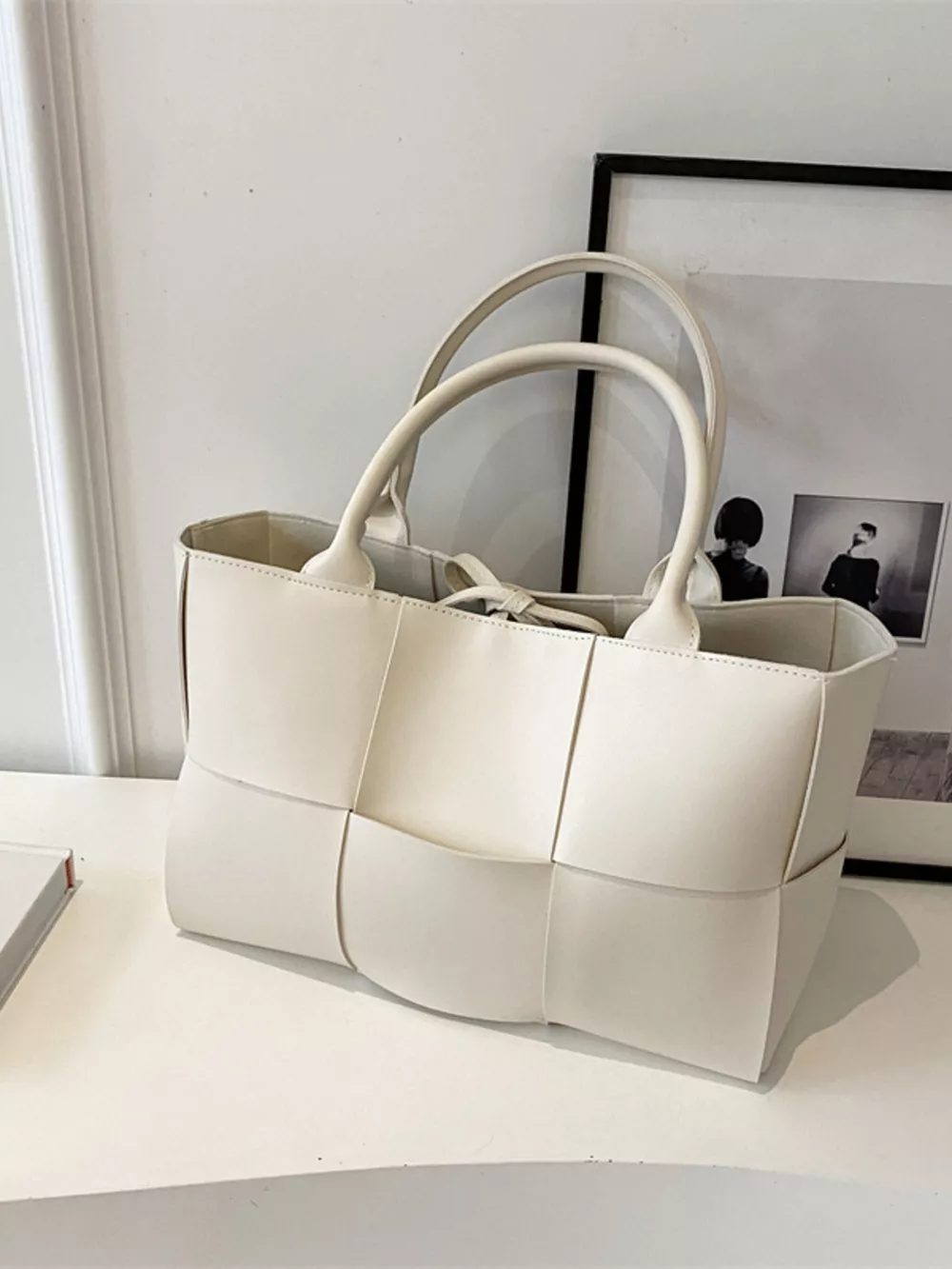 Woven Leather Tote Bag, image 6