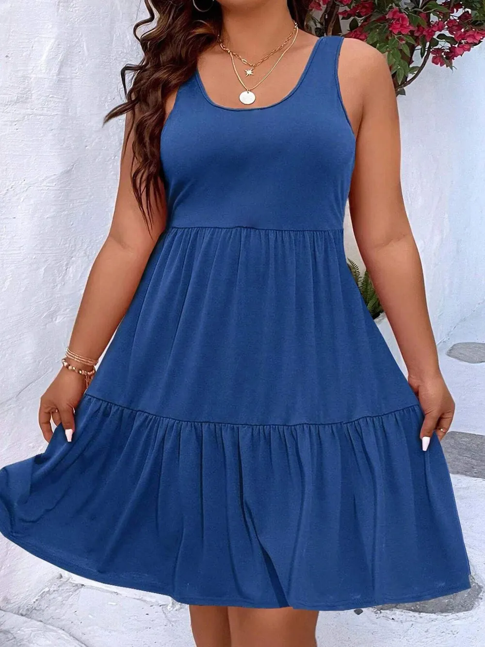 Plus Size Tiered Scoop Neck Tank Dress, image 14