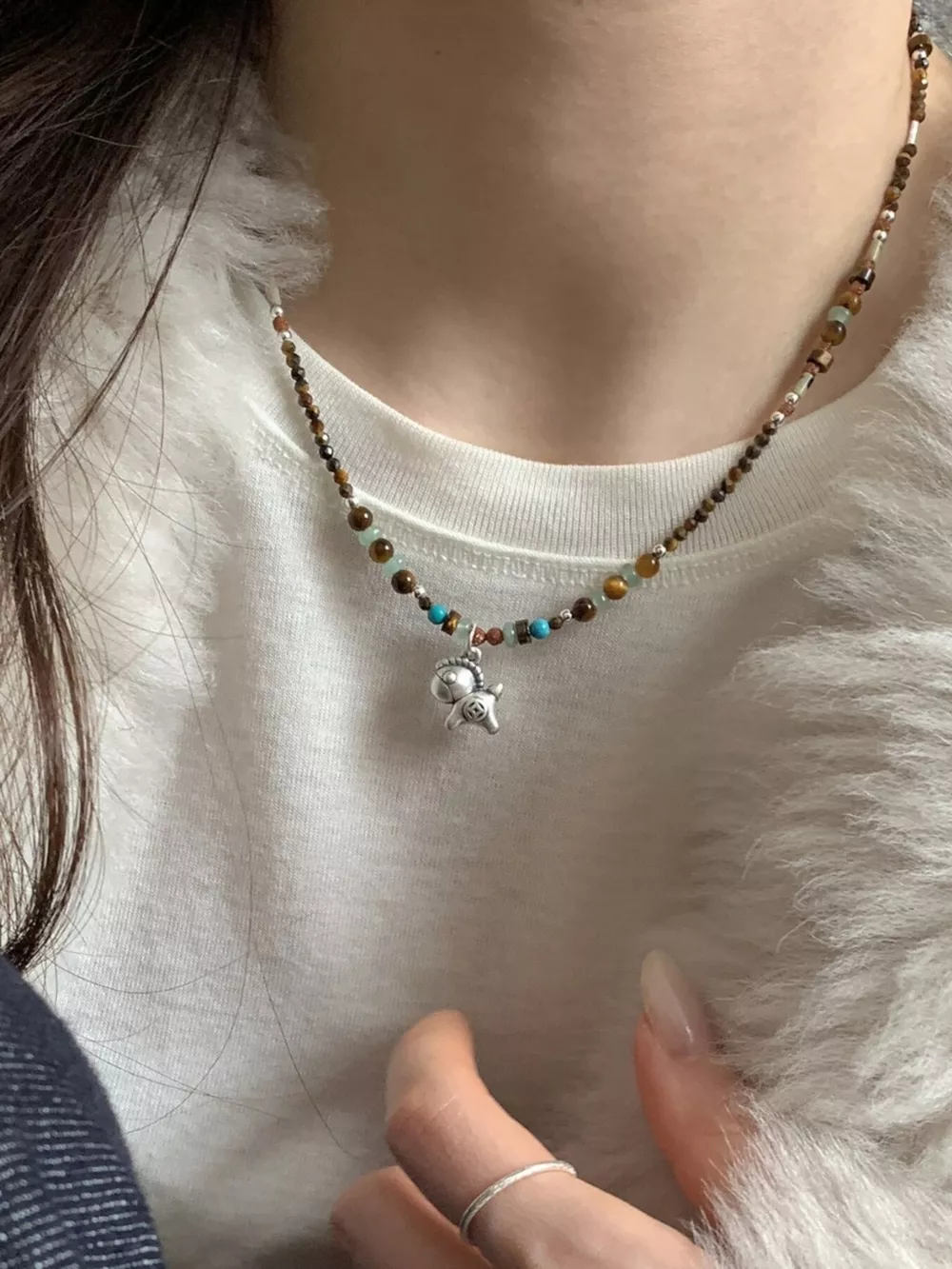 Beaded Horse Pendant Necklace, image 2