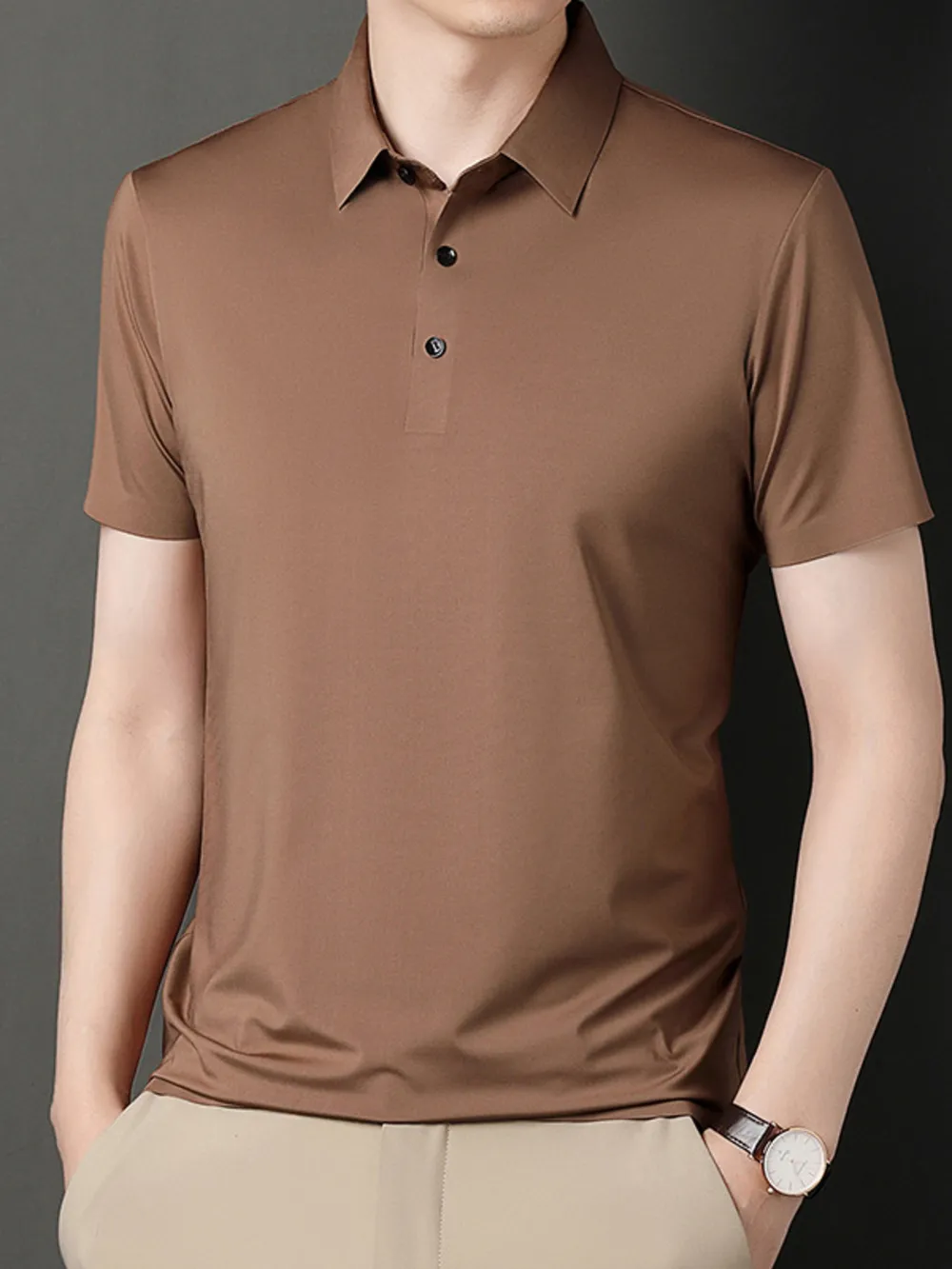 Men's Button Detail Short Sleeve Polo, image 3