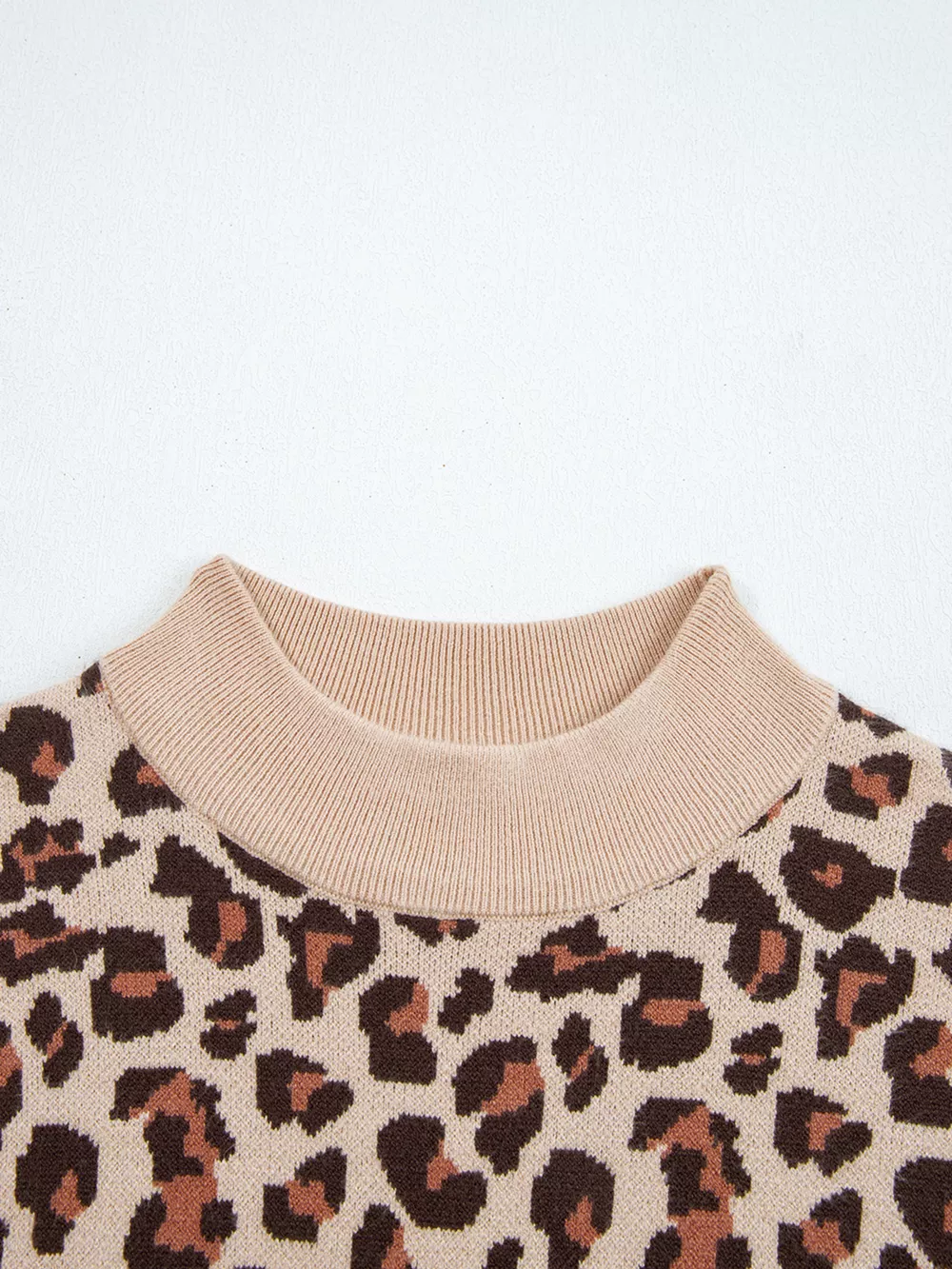 Leopard Print High Neck Shift Mini Sweater Dress, image 8