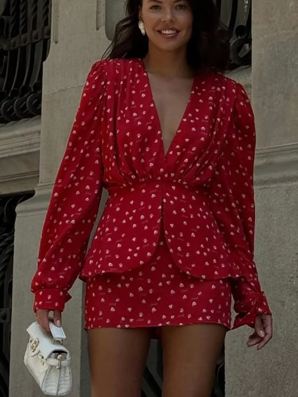 Polka Dot Long Sleeve Layered Dress, image 2