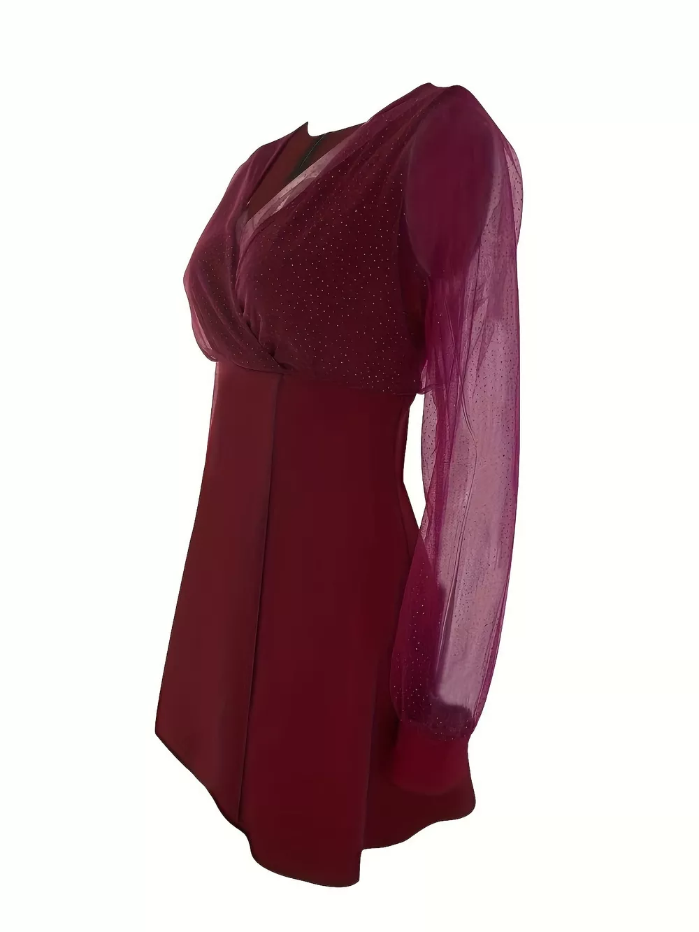 Glitter Mesh Long Sleeve Mini Dress, image 9