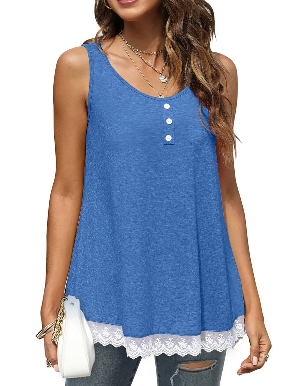 Lace Trim Wide Strap Tank Top, image 16