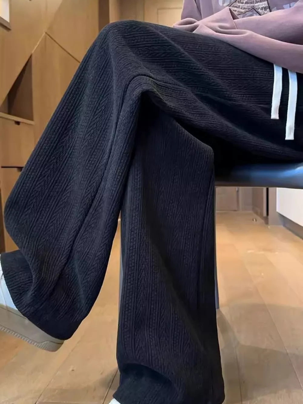 Men's Plus Size Texture Wide Leg Pants, image 5