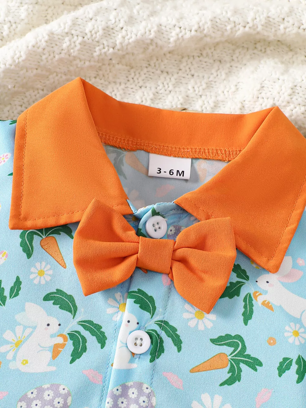 Children's Bunny Print Bodysuit & Suspender Shorts Set, image 3