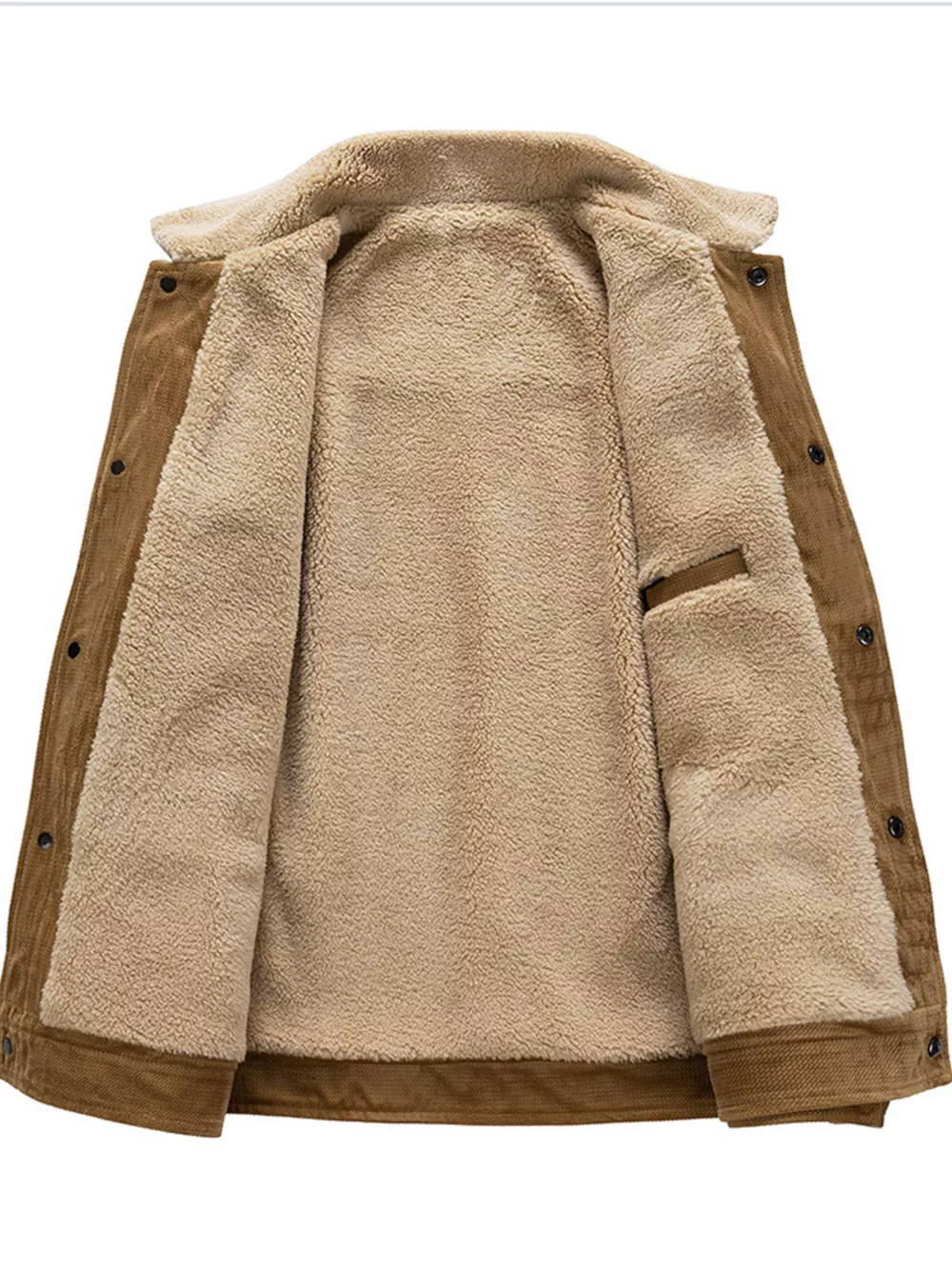 Men's Plus Size Snap Down Sherpa Lined Winter Coat, image 5