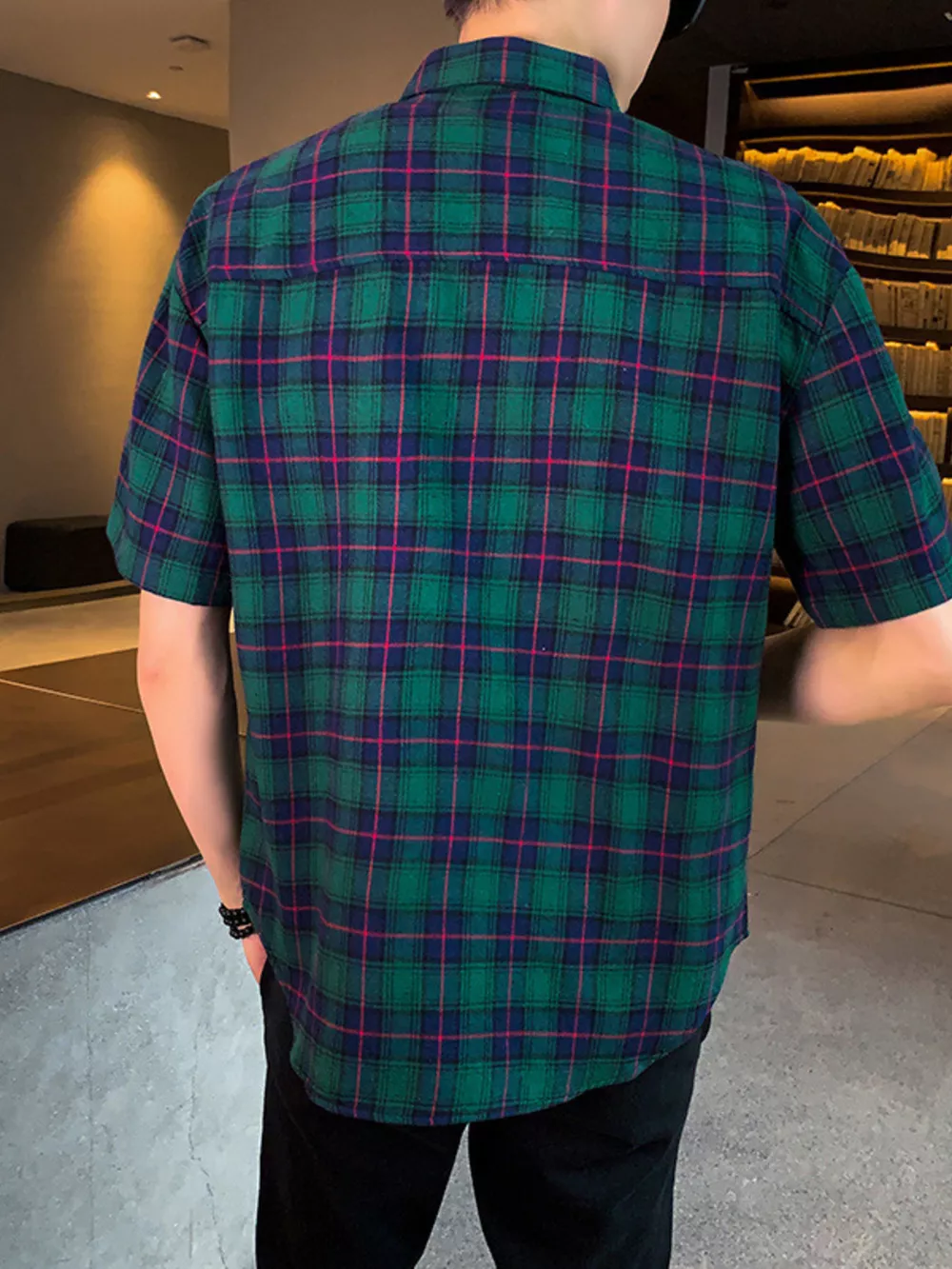 Men's Plus Size Casual Plaid Short Sleeve Shirt, image 5