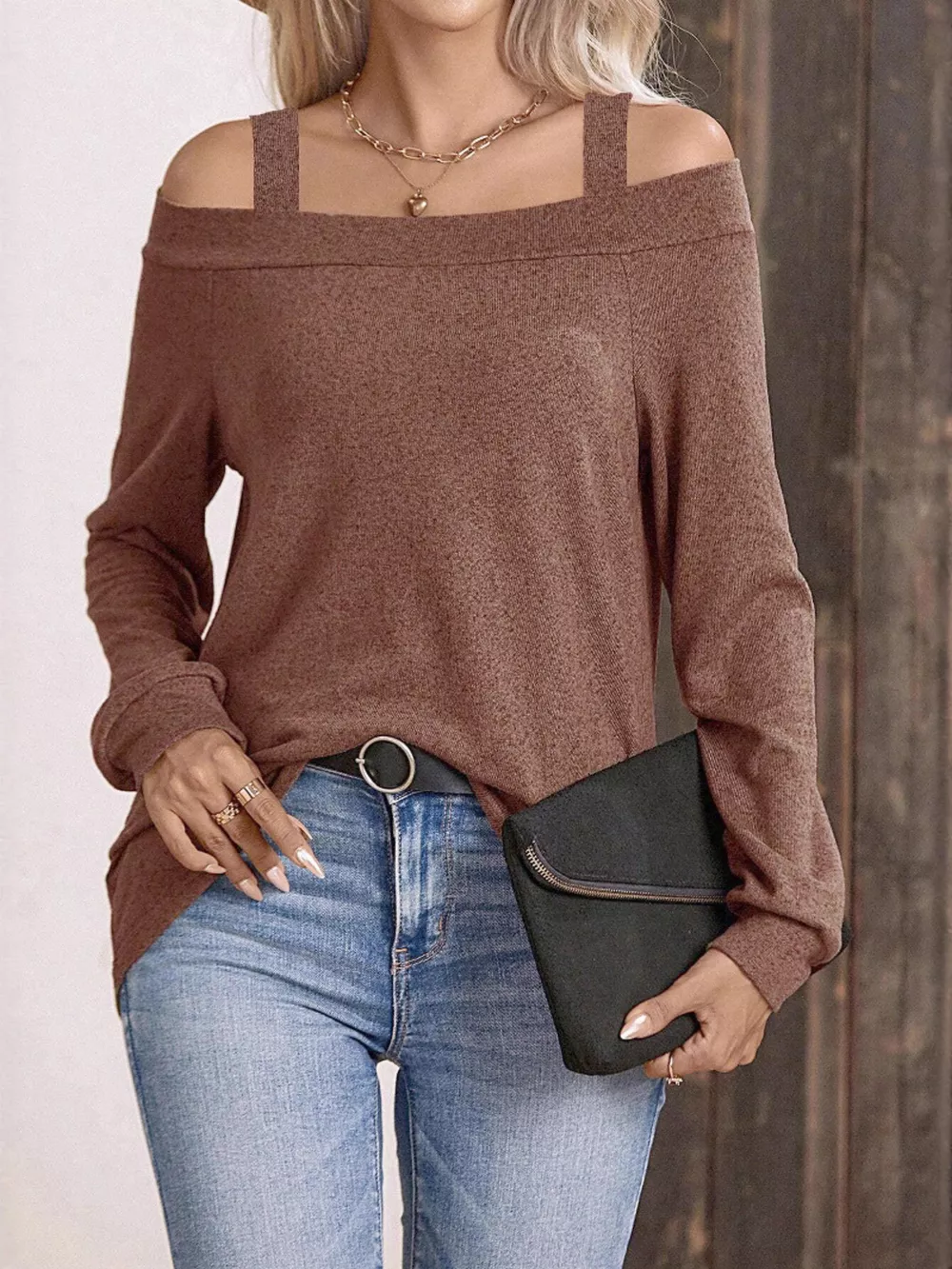 Cold Shoulder Long Sleeve T-Shirt, image 3