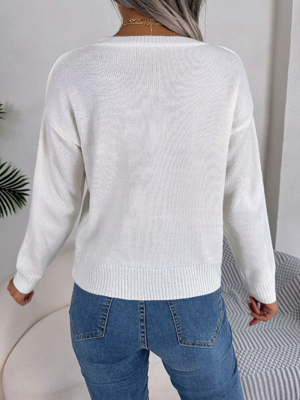 Cable Knit Heart Round Neck Sweater, image 19