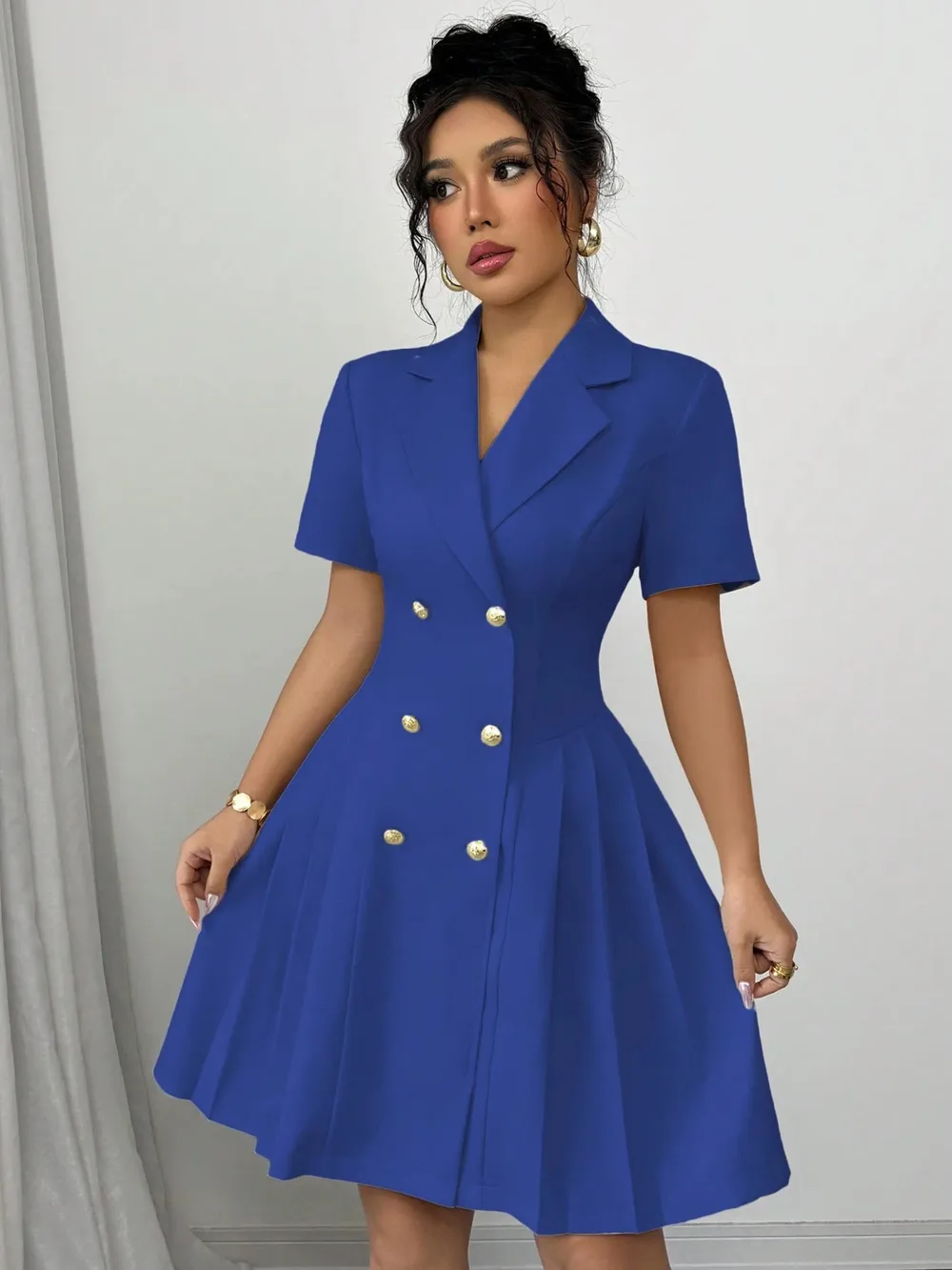 Double-Breasted Short Sleeve Dress, image 14