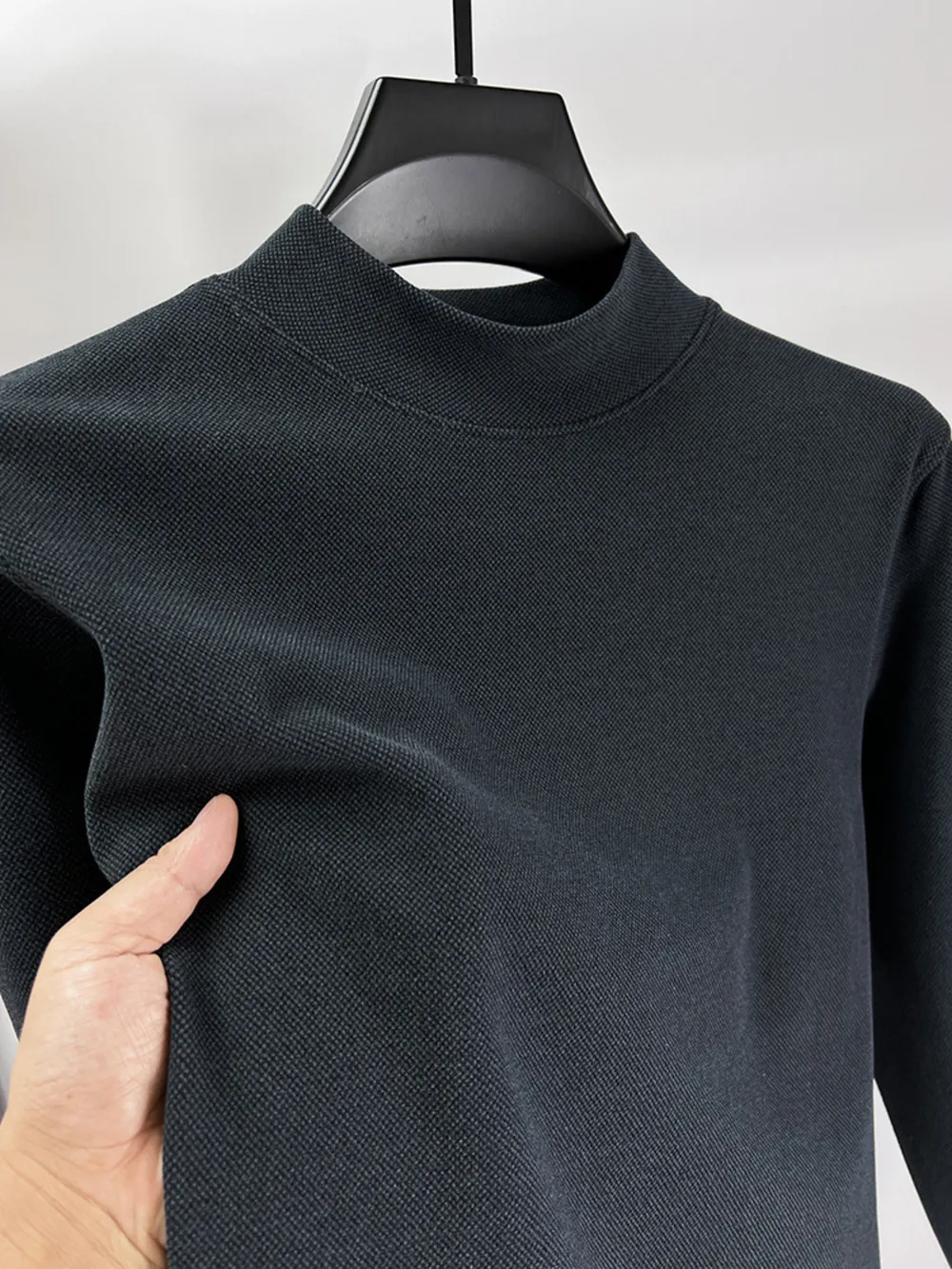 Men's Plus Size Mock Neck Long Sleeve Top, image 2