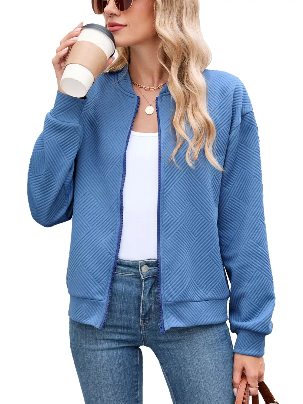 Textured Zip Up Jacket, image 18