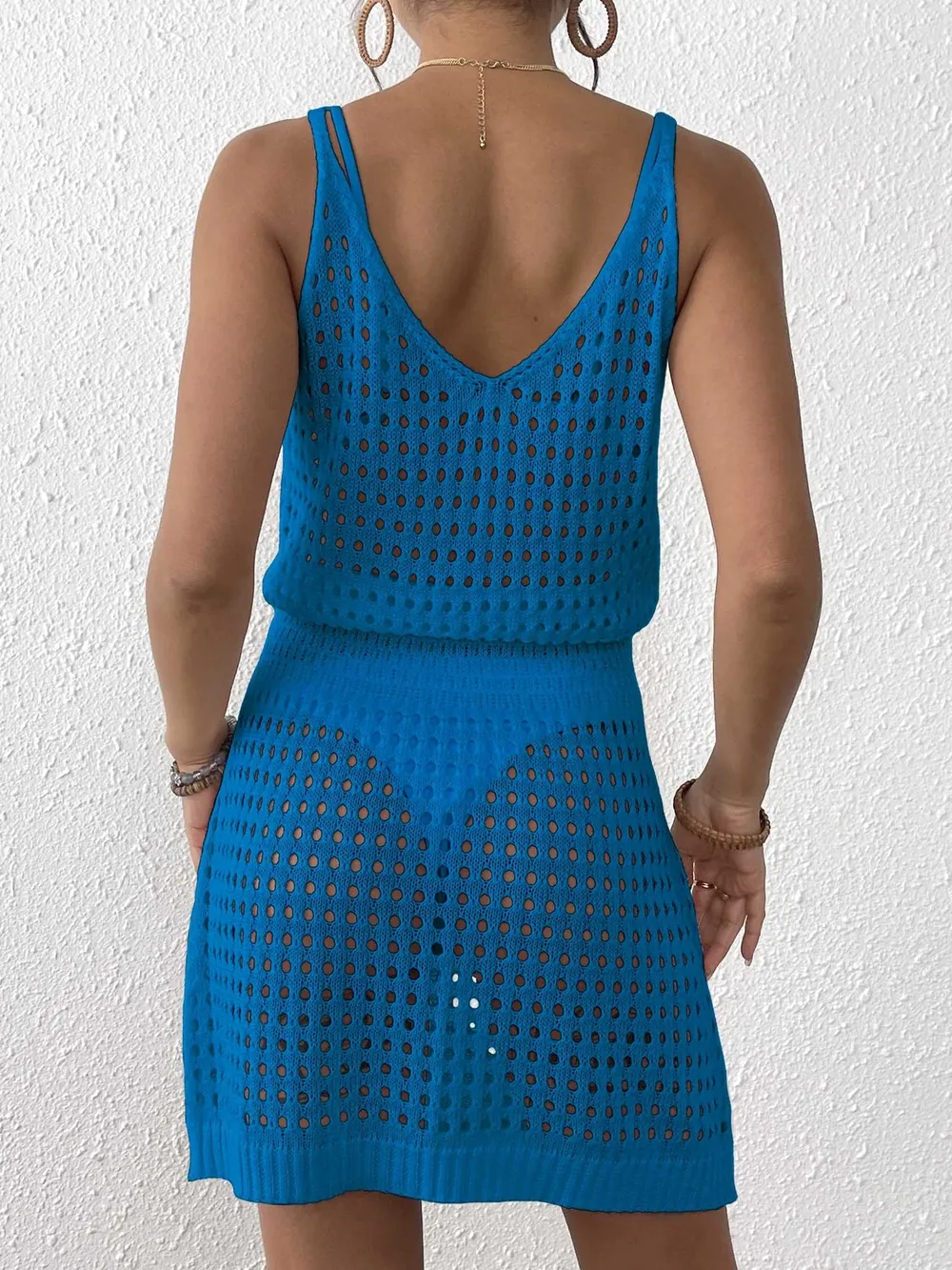 Crochet Knit Cover Up Mini Dress, image 19