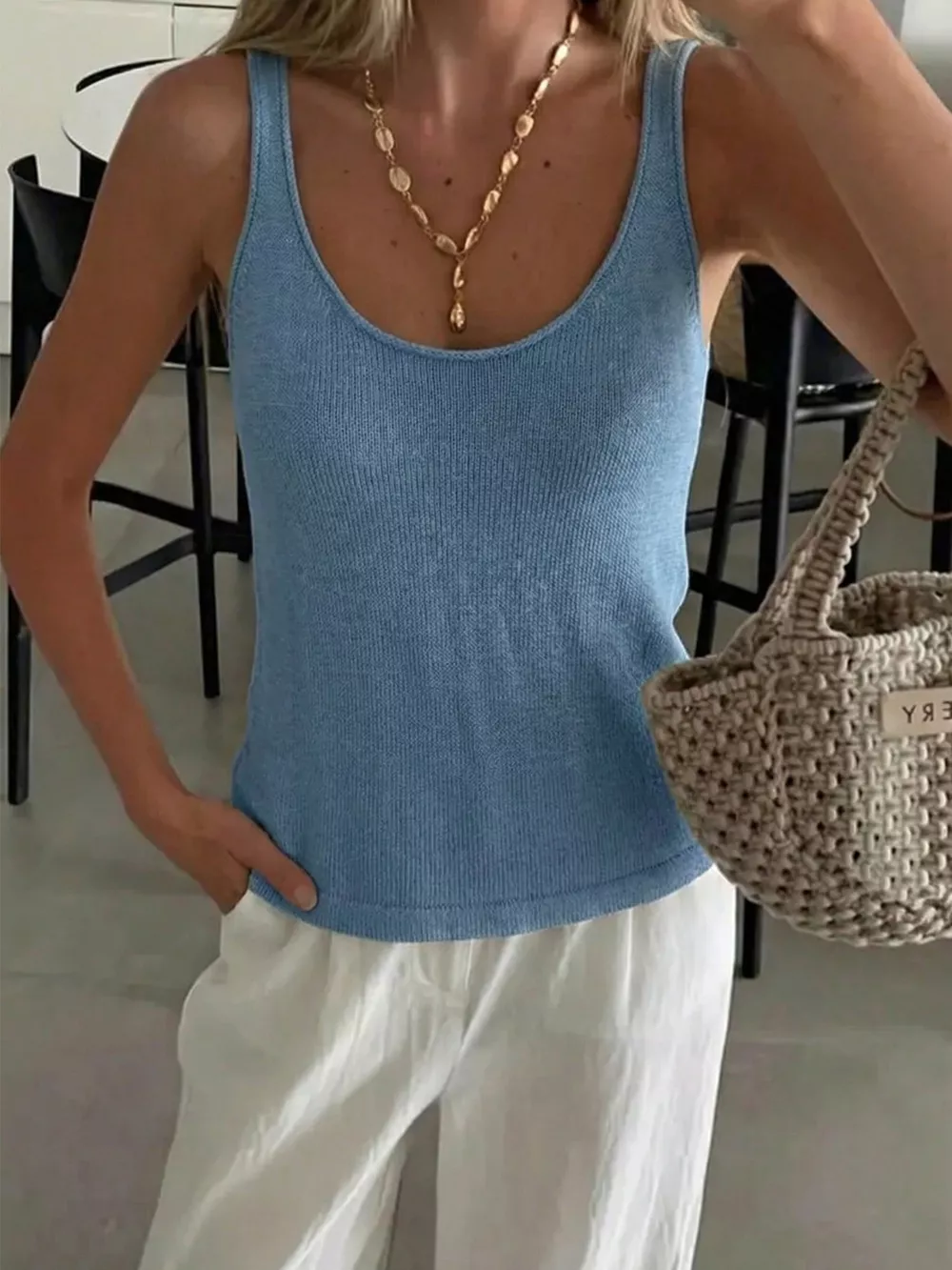 Scoop Neck Knit Tank, image 3