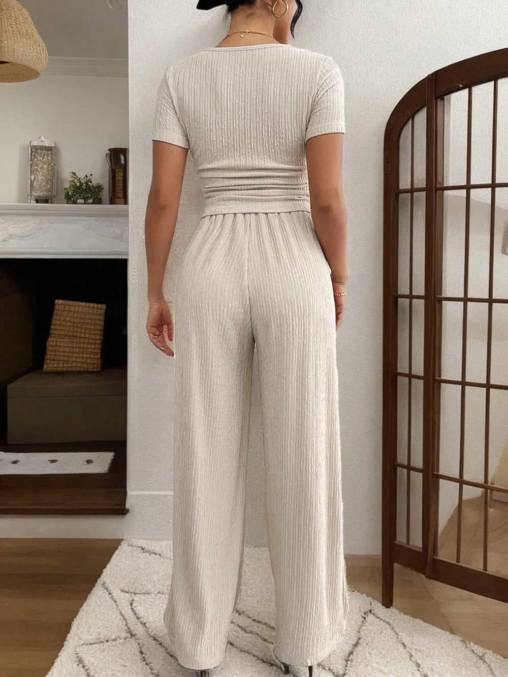 Short Sleeve Top and Pants Set, image 2