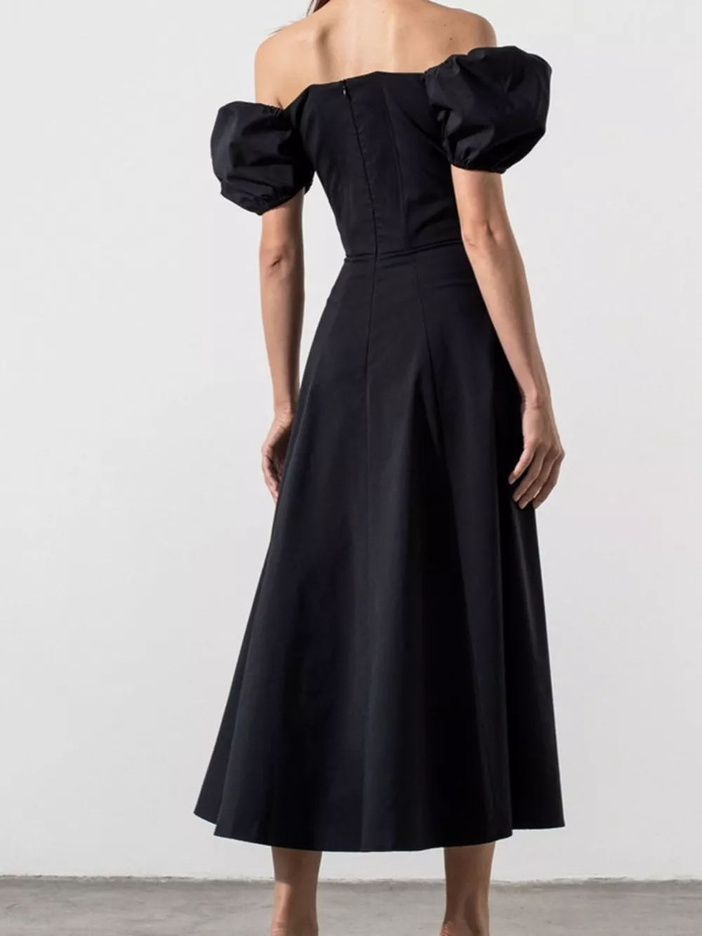 Puff Sleeve Tie Front Slit Midi Dress, image 10