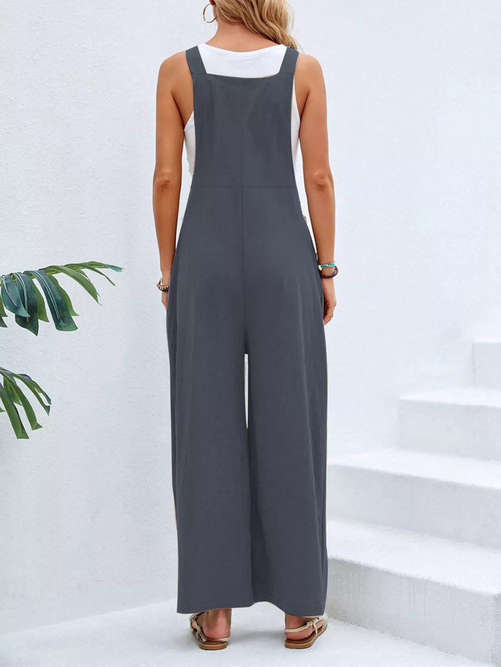Full Size Casual Wide-Leg Overalls with Pockets Plus Size, image 6