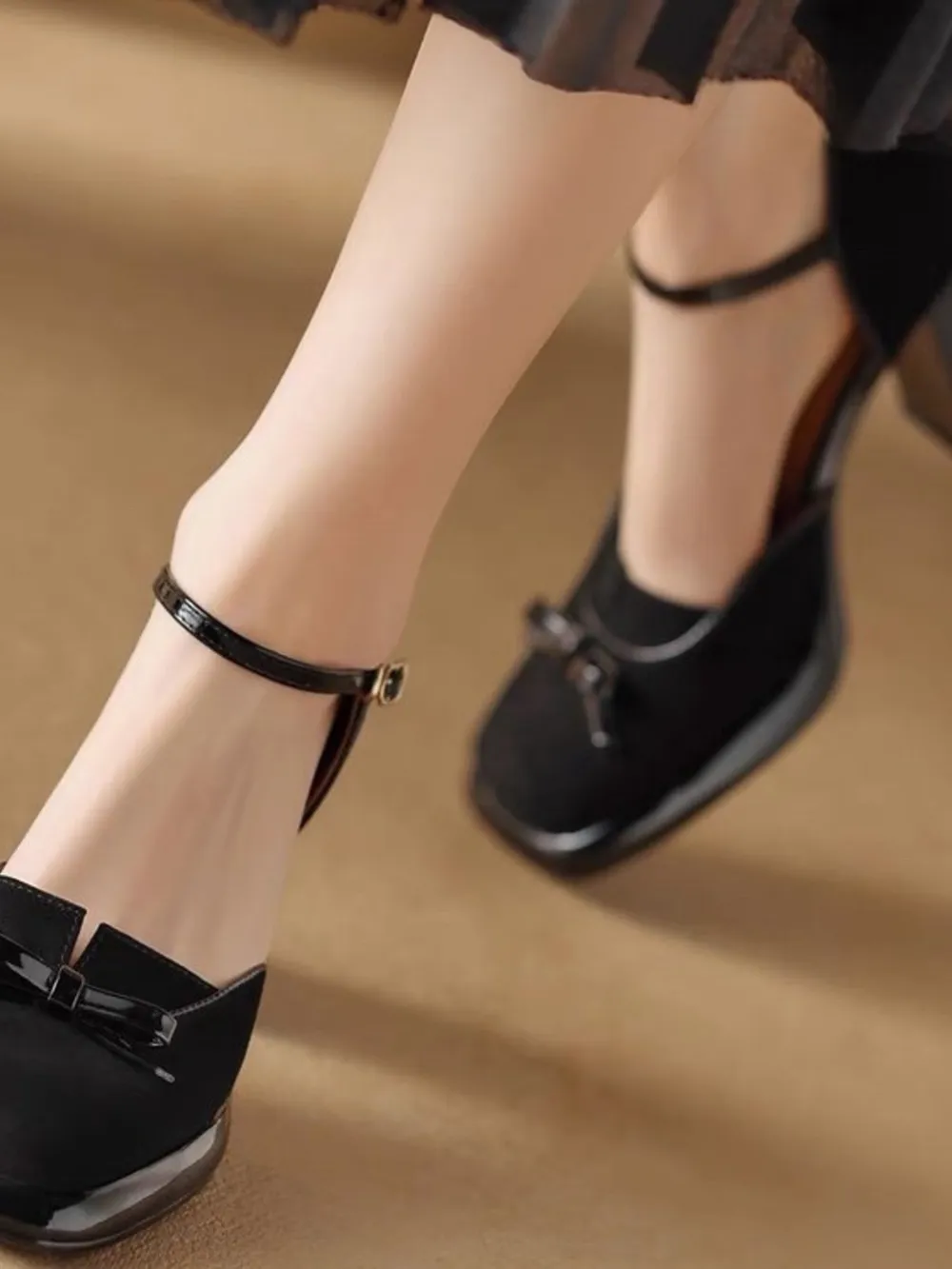 Bow Block Heel Ankle Strap Pumps, image 4