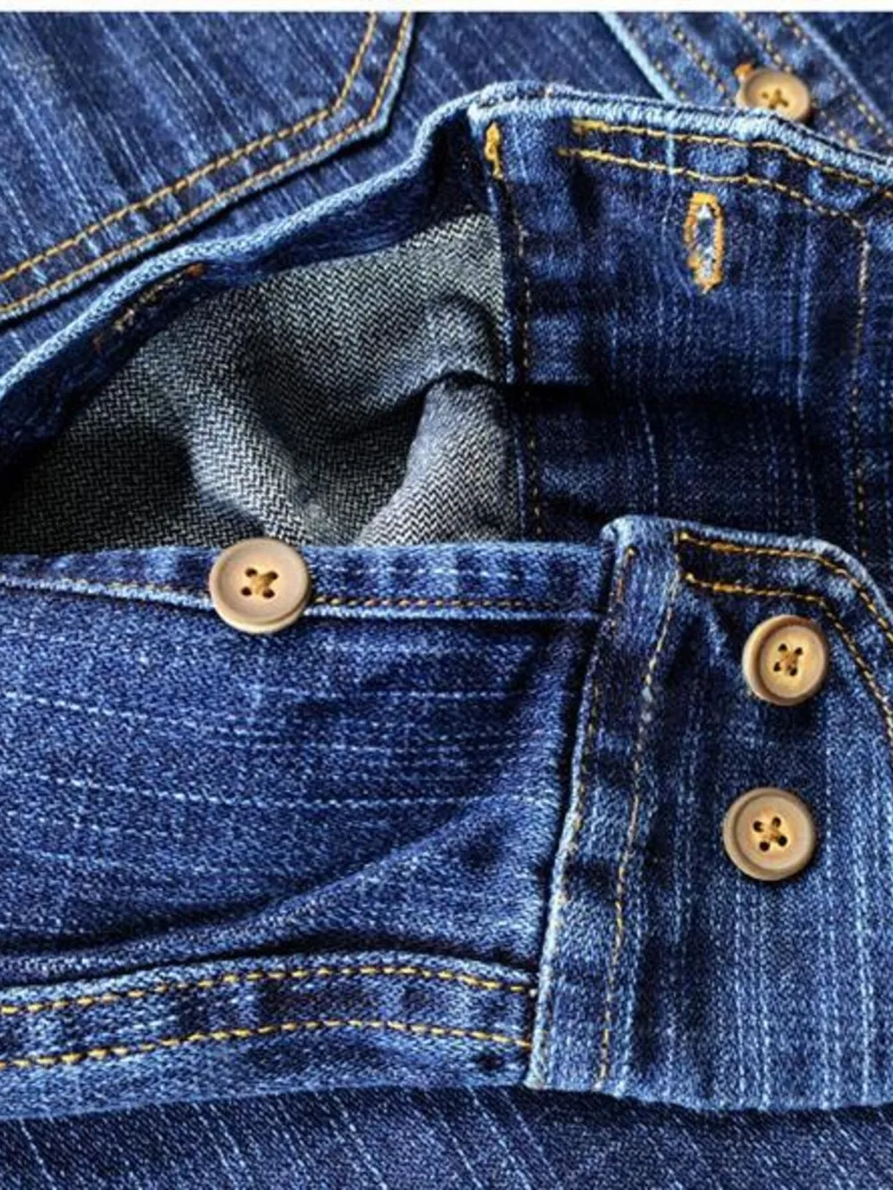 Men's Plus Size Button Up Long Sleeve Denim Shirt, image 5
