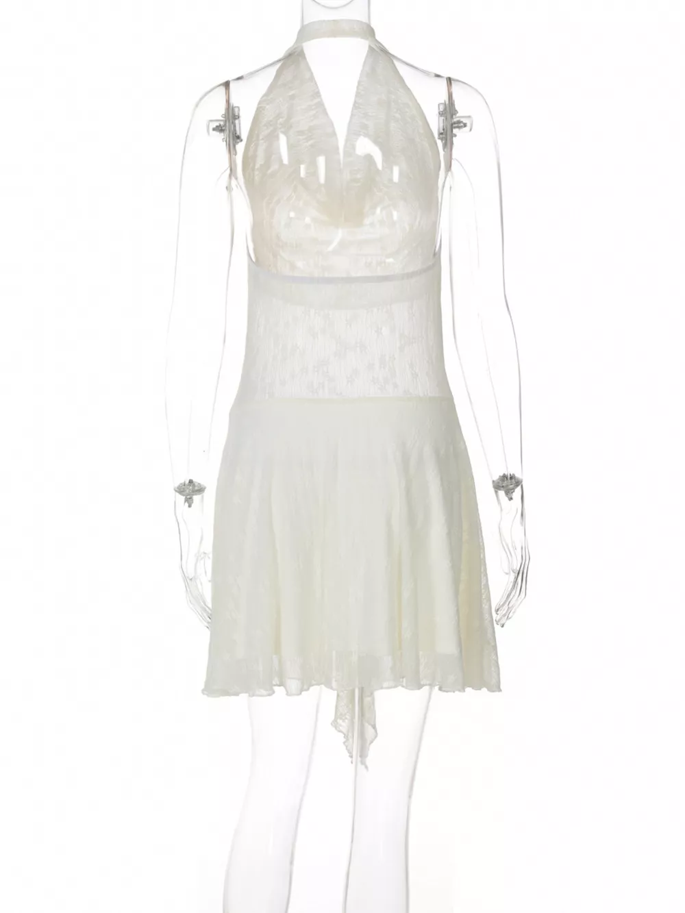 Halter Neck Asymmetrical Hem Mini Dress, image 9