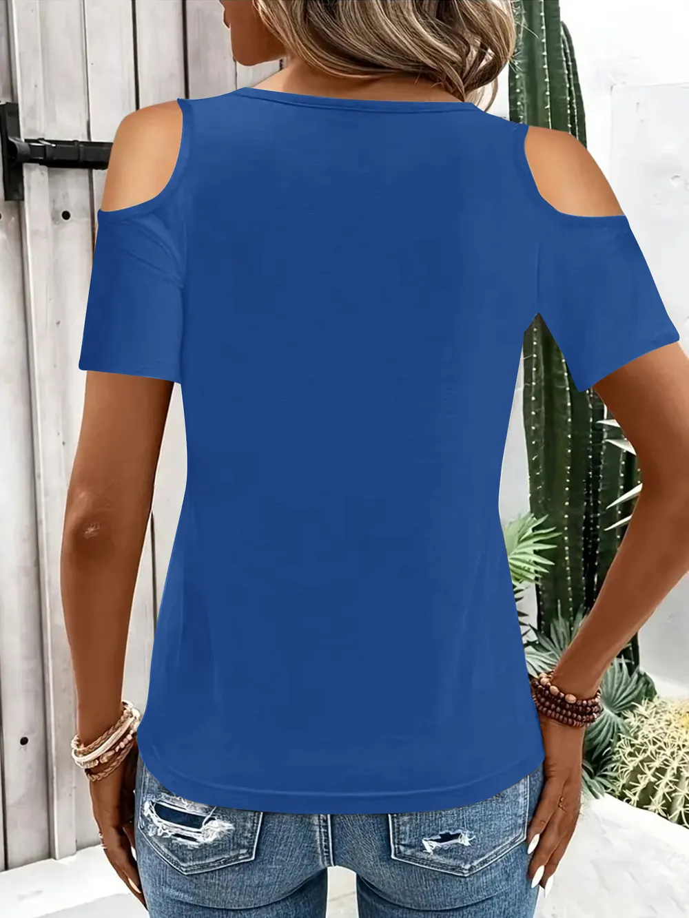 Cold Shoulder T-Shirt with Metal Ring Detail, image 14