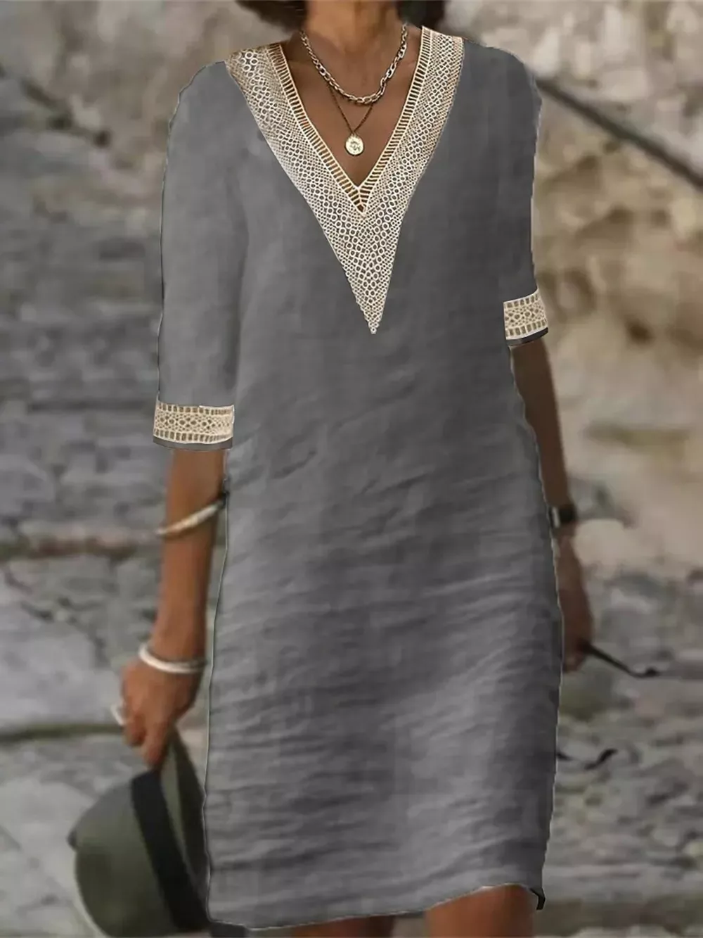 Full Size V-Neck Half Sleeve Dress Plus Size, image 11