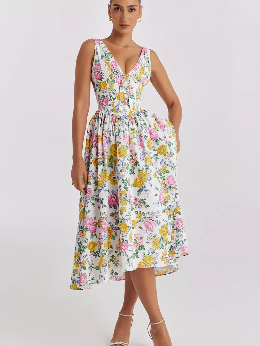 V-Neck Sleeveless Midi Dress, image 5