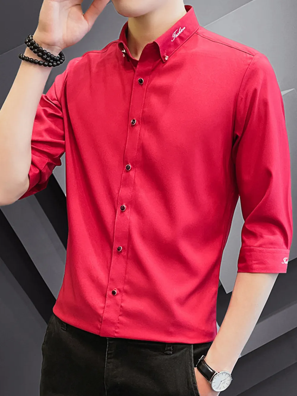 Men's Button Up Slim Fit Casual Shirt, image 4