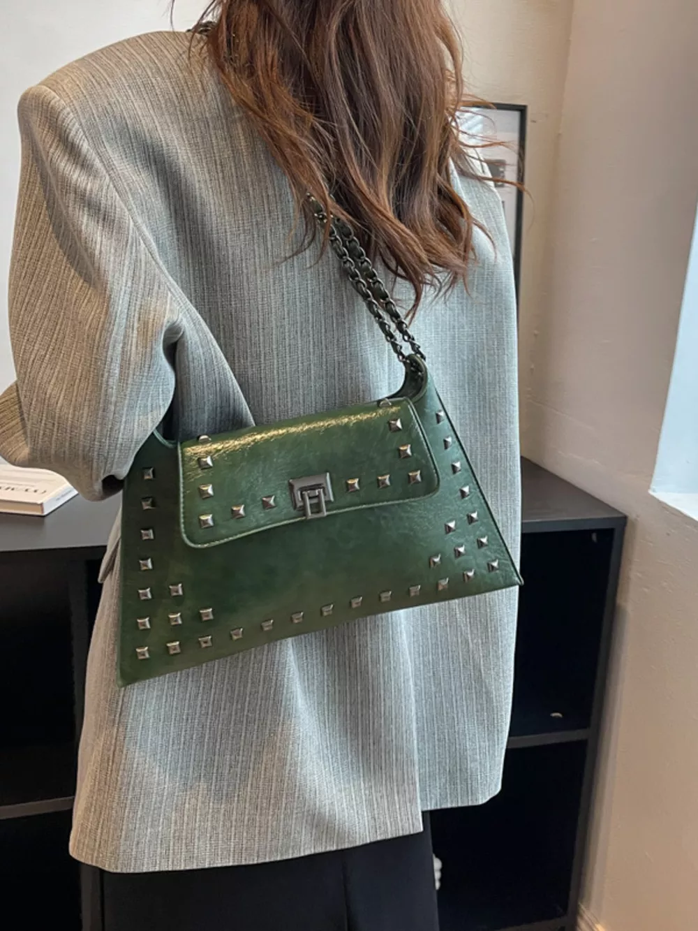 Studded Flap Chain Shoulder Bag, image 7