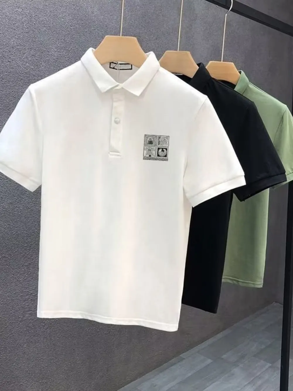 Men's Plus Size Button Detail Short Sleeve Polo, image 3