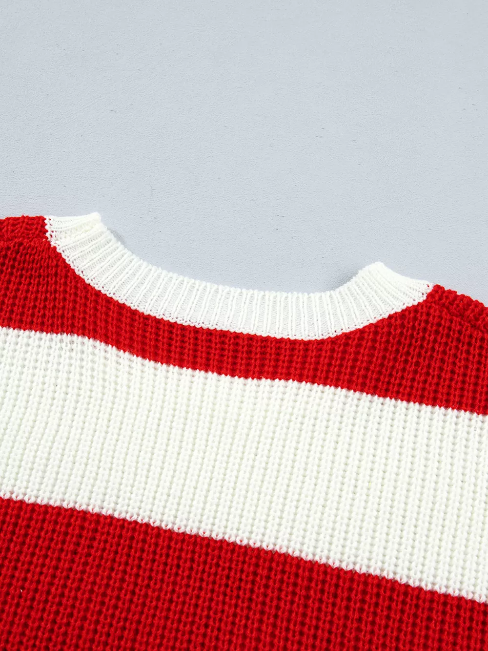 Stripe MERRY Drop Shoulder Long Sleeve Christmas Sweater, image 16