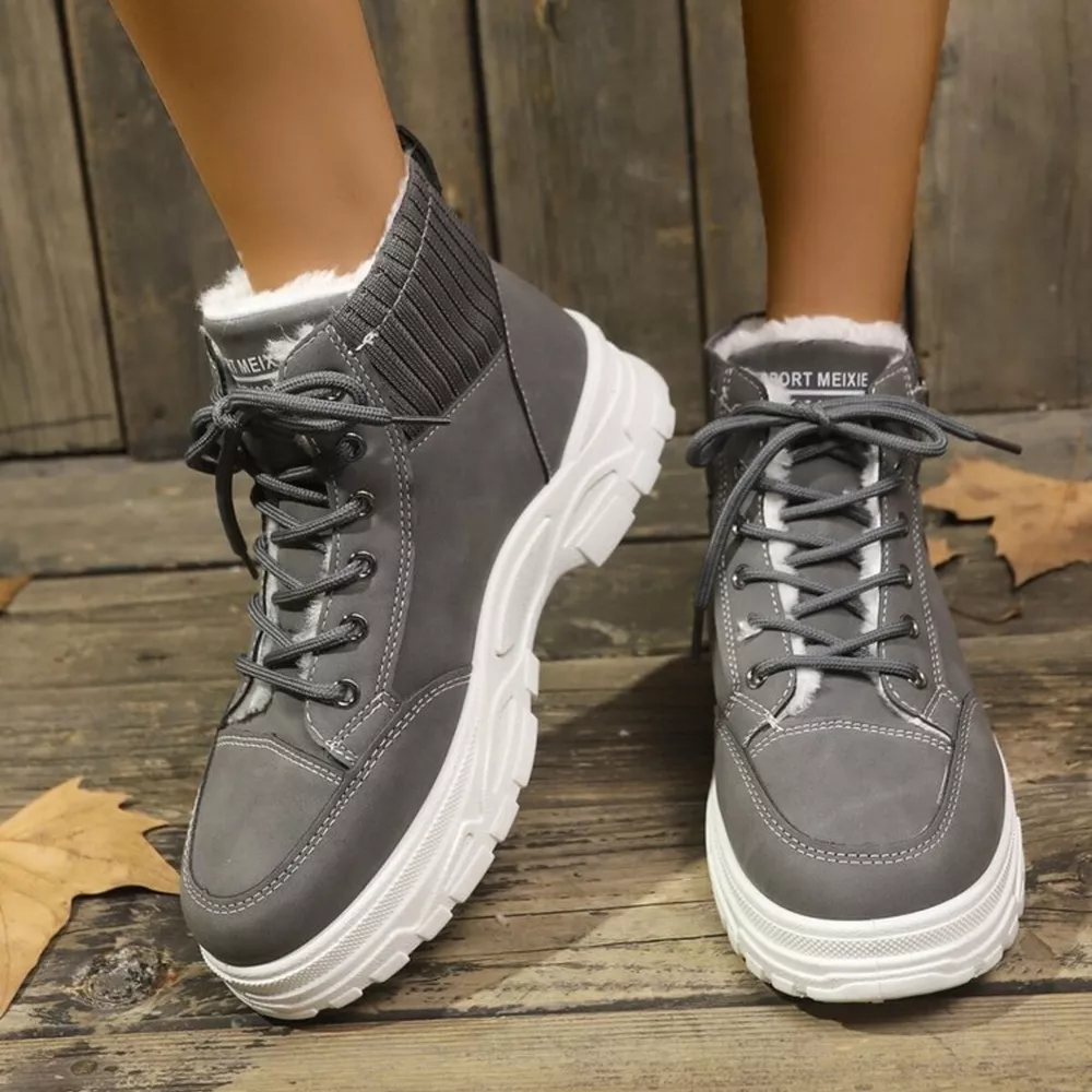 Plush Lining Lace Up Boots, image 13