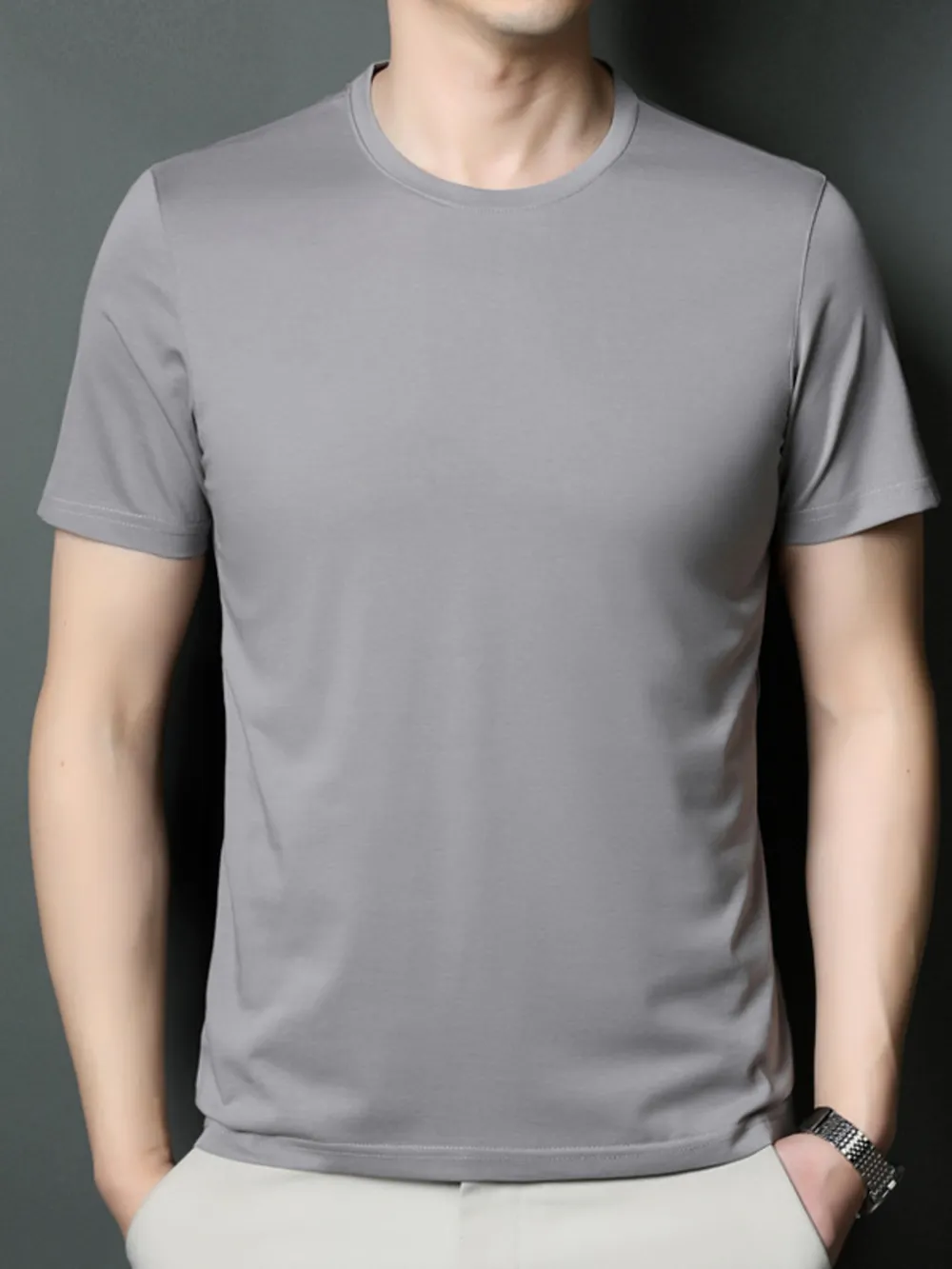 Men's Plus Size Lightweight Breathable Round Neck T-Shirt, image 4