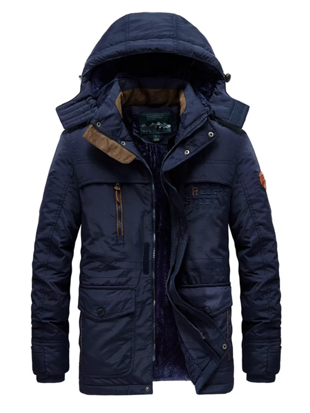 Men's Plus Size Zip Up Hooded Parka Coat, image 5