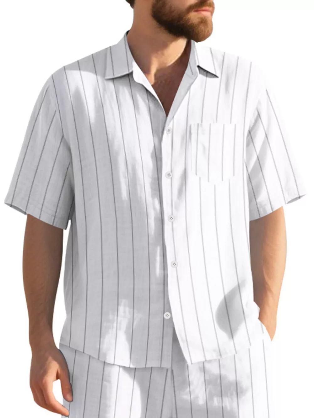Men's Full Size Casual Striped Short Sleeve Shirt Plus Size, image 18