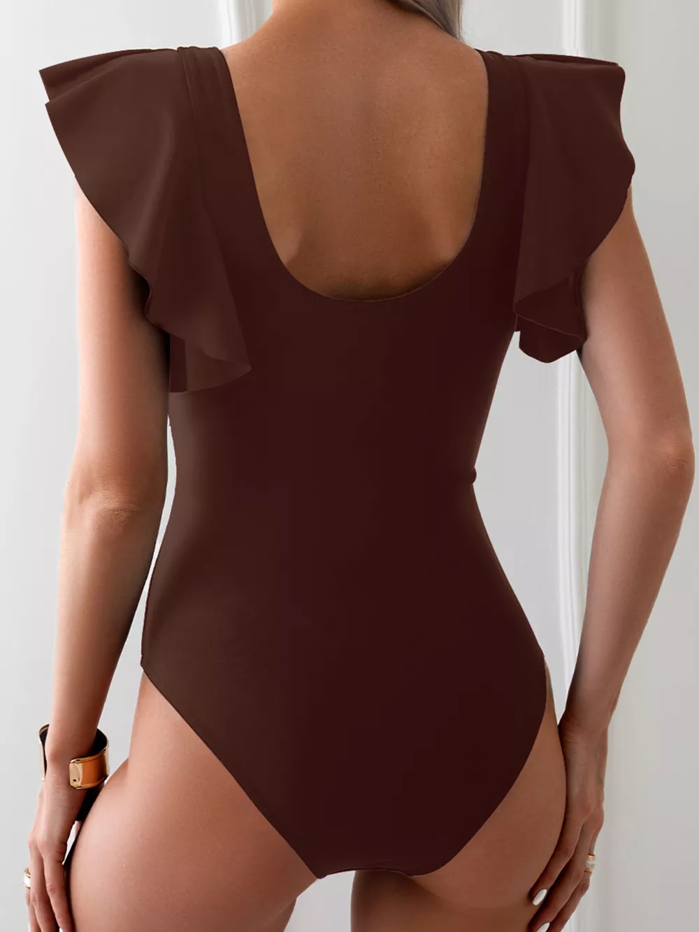 Ruffle Sleeve V-Neck One-Piece Swimsuit, image 6
