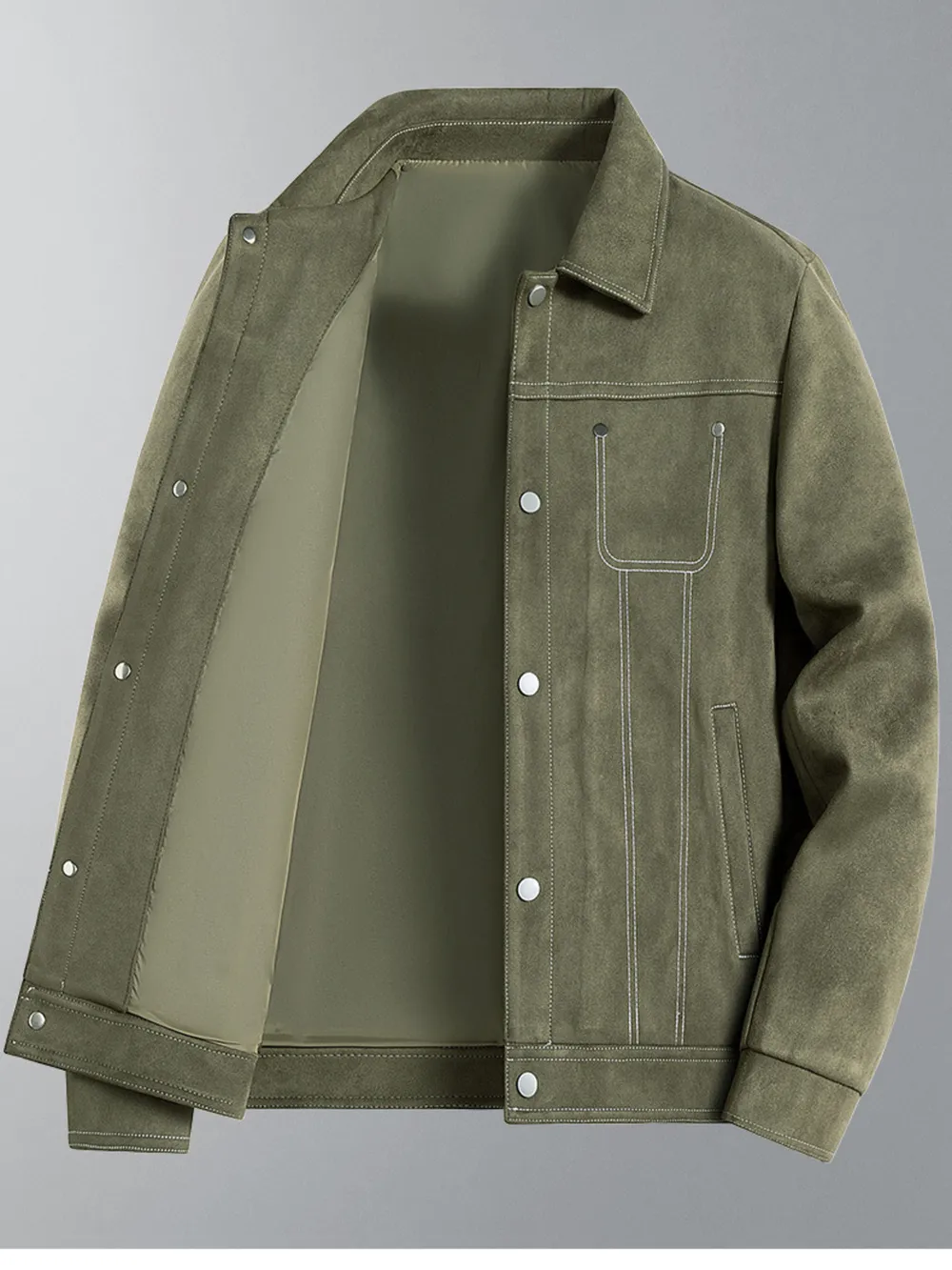 Men's Plus Size Snap Down Long Sleeve Jacket, image 3