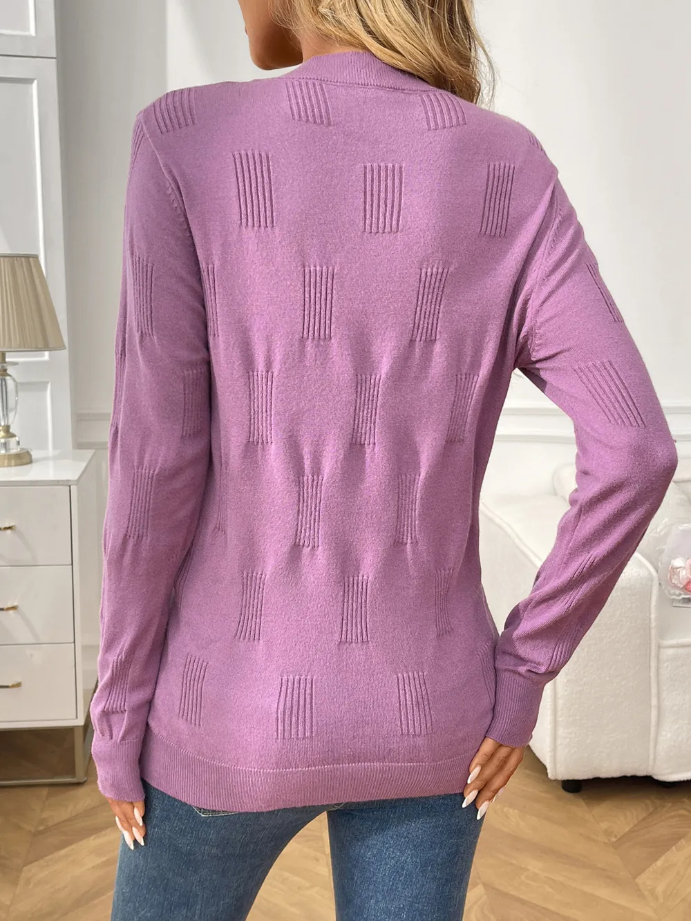 Round Neck Long Sleeve Knit Top, image 8
