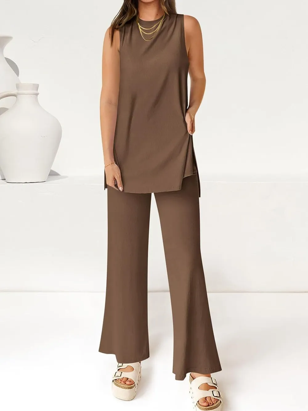 Round Neck Tank and Pants Set, image 10