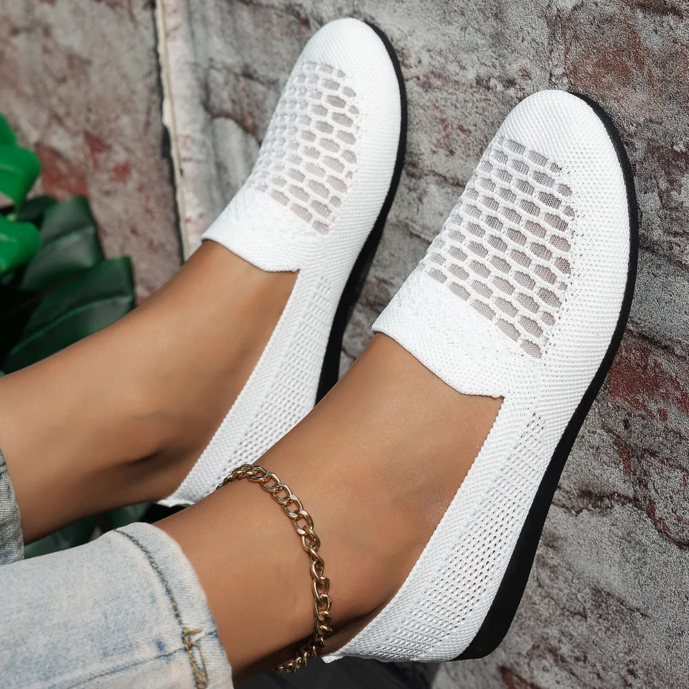 Mesh Breathable Slip-On Loafers with Perforated Design, image 8