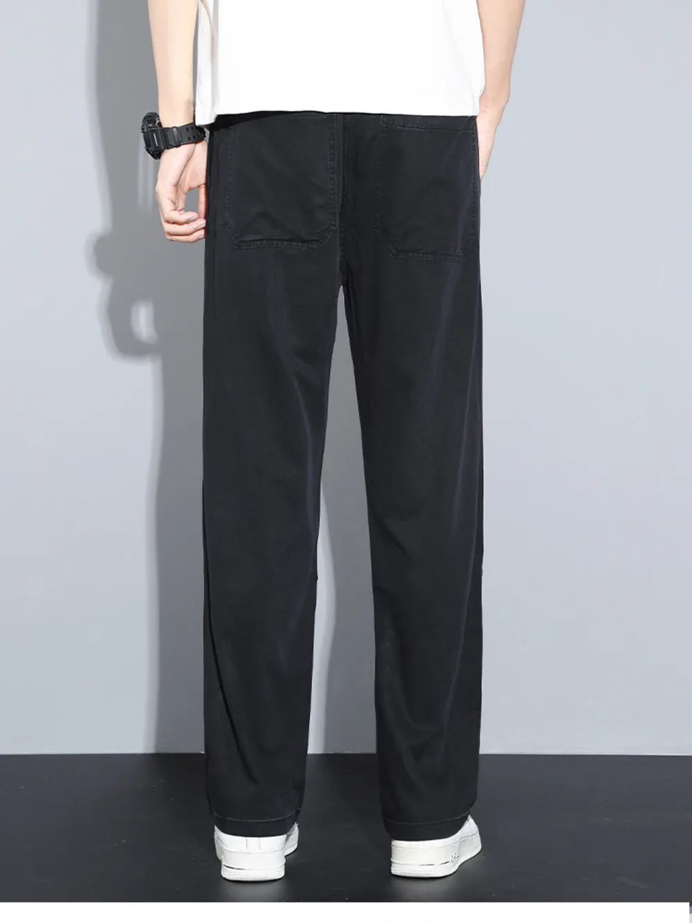 Men's Plus Size Casual Wide Leg Drawstring Pants, image 10