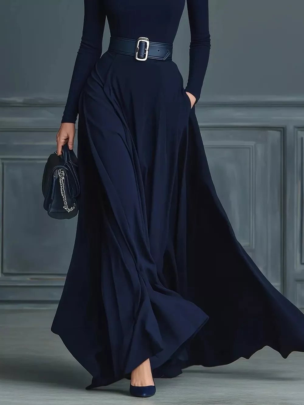 Turtleneck Long Sleeve Maxi Dress, image 3