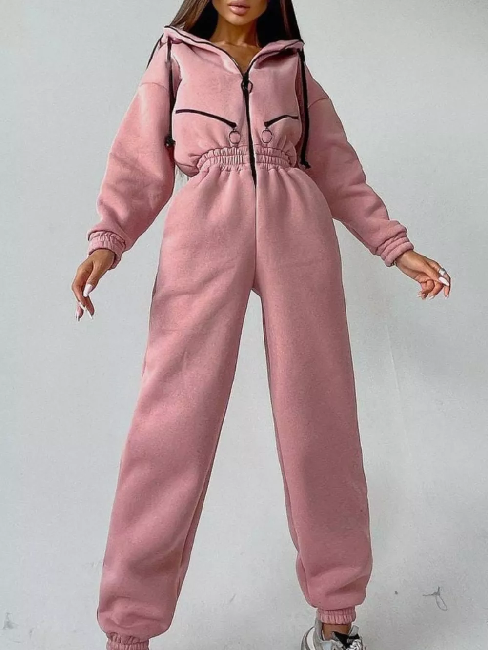 Zip Front Dropped Shoulder Jumpsuit, image 11