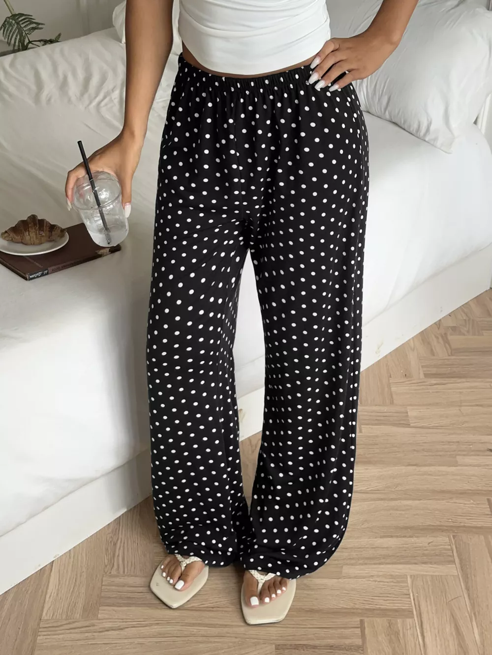 Polka Dot Wide-Leg Pants, image 4