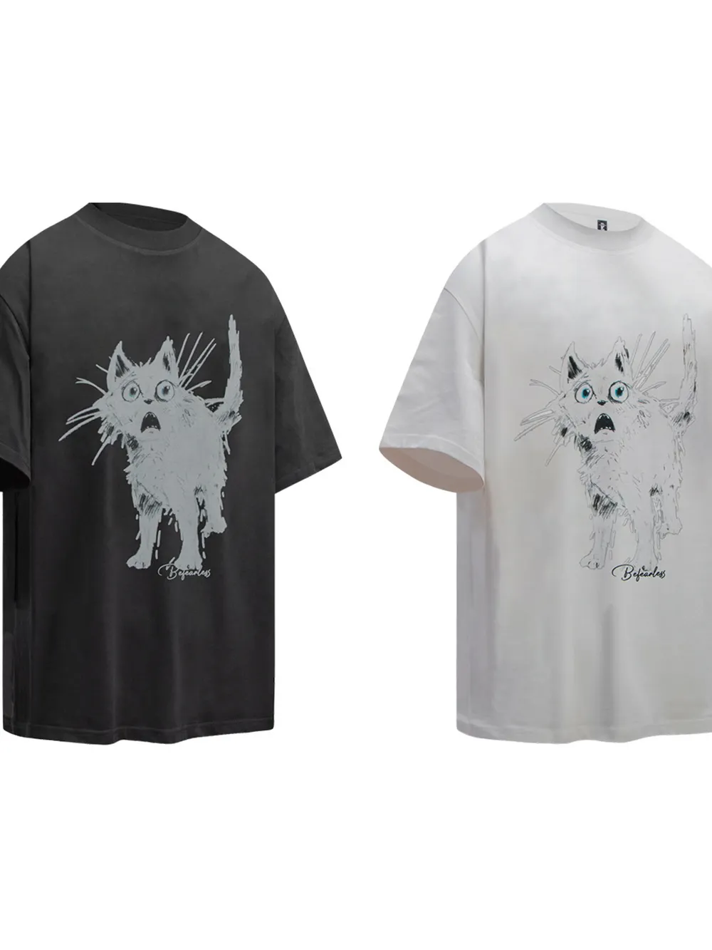 Men's Cat Graphic Short Sleeve Oversized T-Shirt, image 5