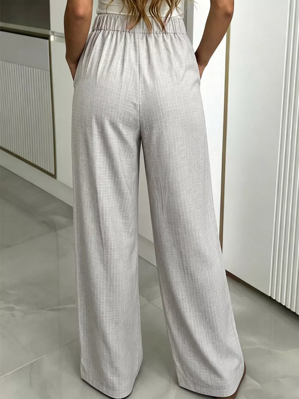High-Waisted Wide-Leg Pleated Pants, image 4